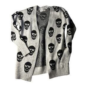 Skulls Oversized Cardigan Goth Grunge XXS No Boundaries